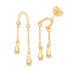 Acotis Silver Drops Earrings Gold Plated Tear G51286GP