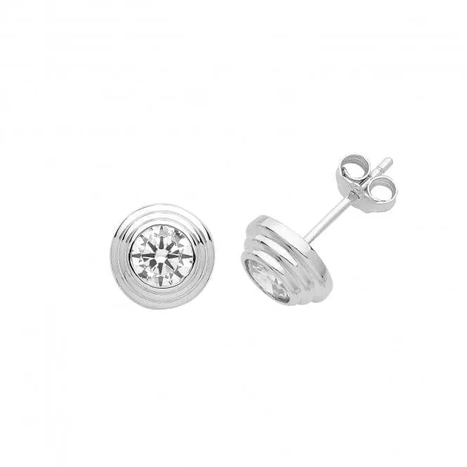 Acotis Silver Stud Earrings Zirconia Round G51229