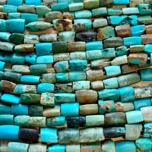 Afghan Turquoise Beads, Flat Rectangular