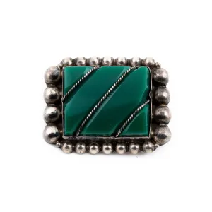 Amazing 1970's Green Onyx Mexican Taxco Pin