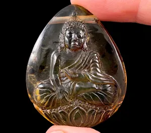 AMBER Crystal Buddha - Crystal Carving, Housewarming Gift, Home Decor, Healing Crystals and Stones, 52666