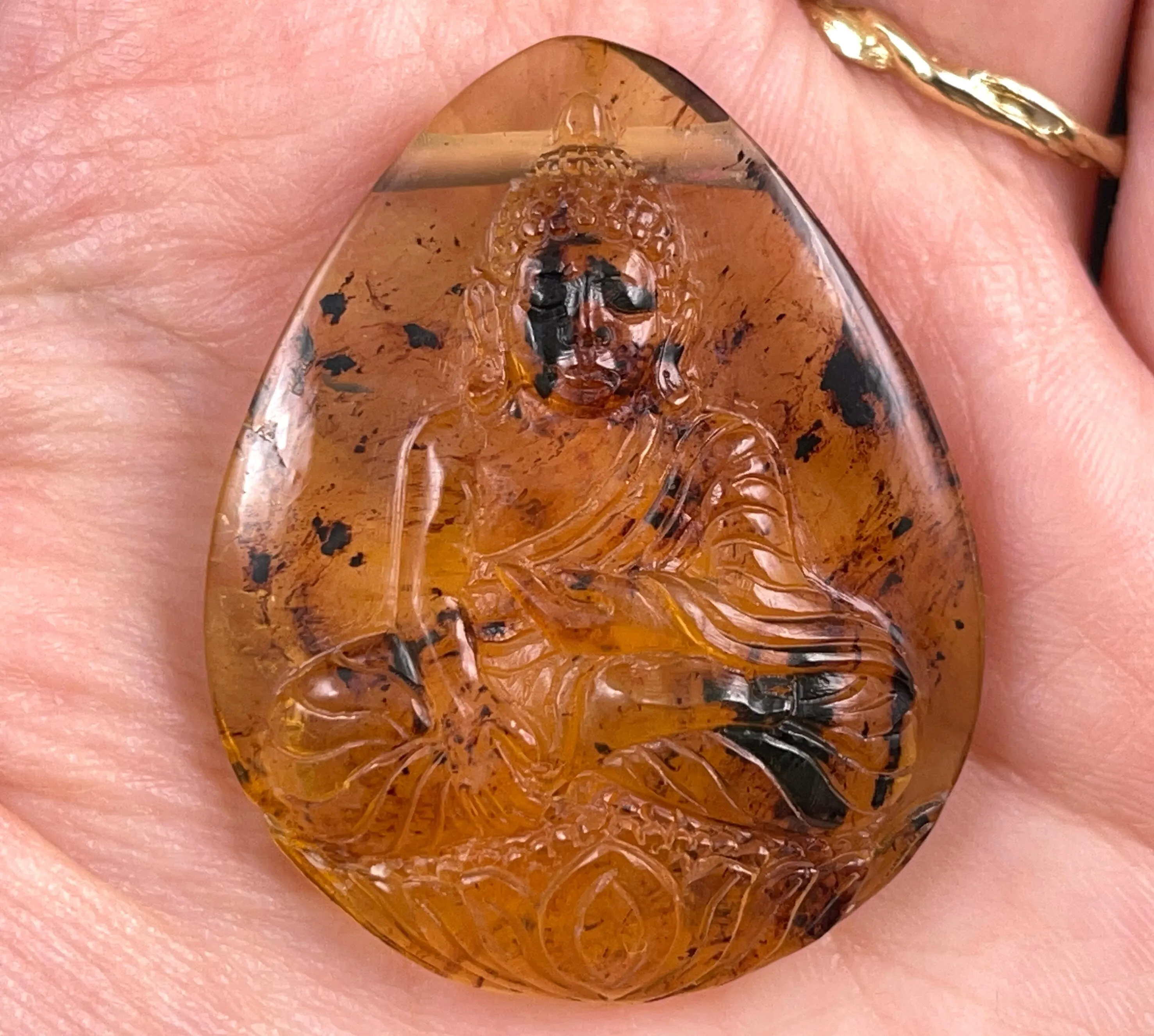 AMBER Crystal Buddha - Crystal Carving, Housewarming Gift, Home Decor, Healing Crystals and Stones, 52666