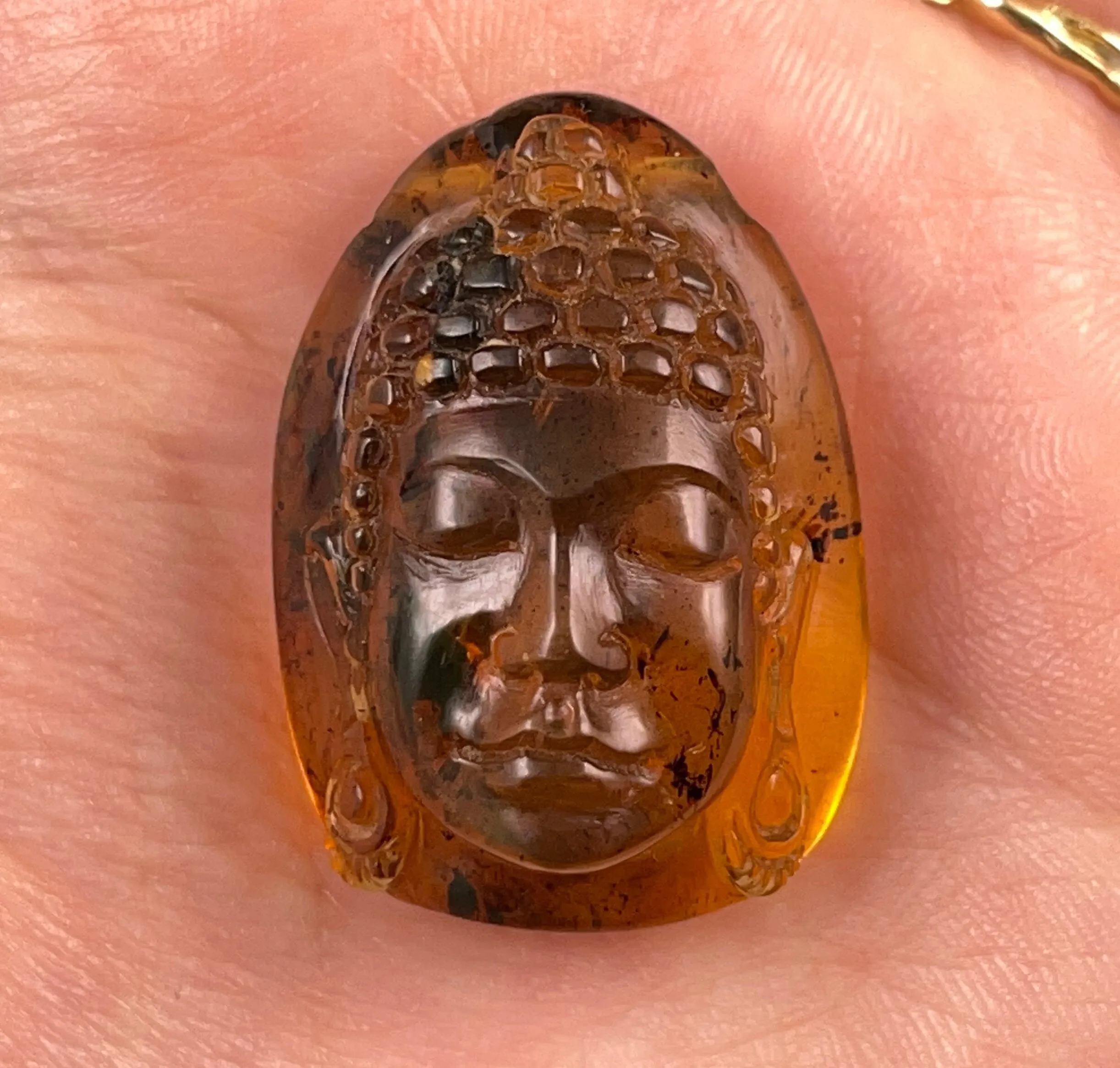 AMBER Crystal Buddha - Crystal Carving, Housewarming Gift, Home Decor, Healing Crystals and Stones, 52690