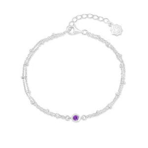 Amethyst Dewdrop Double Chain Bracelet