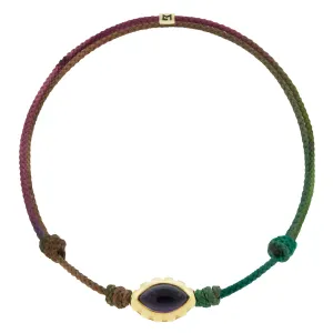 Amethyst Eye of the Idol on Moody Rainbow Cord Bracelet