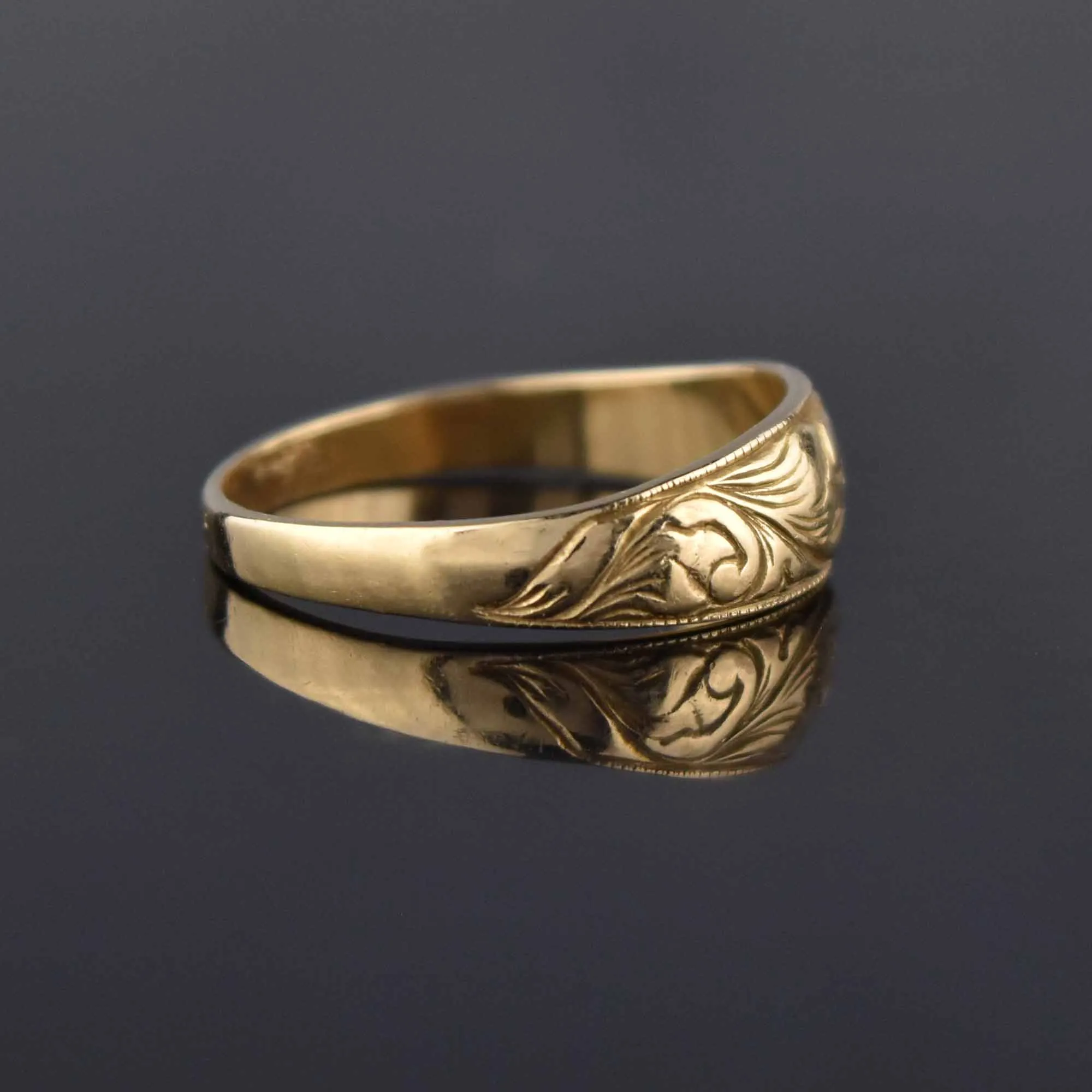 Antique Art Nouveau 14K Gold Wedding Band Ring, Sz 6.75