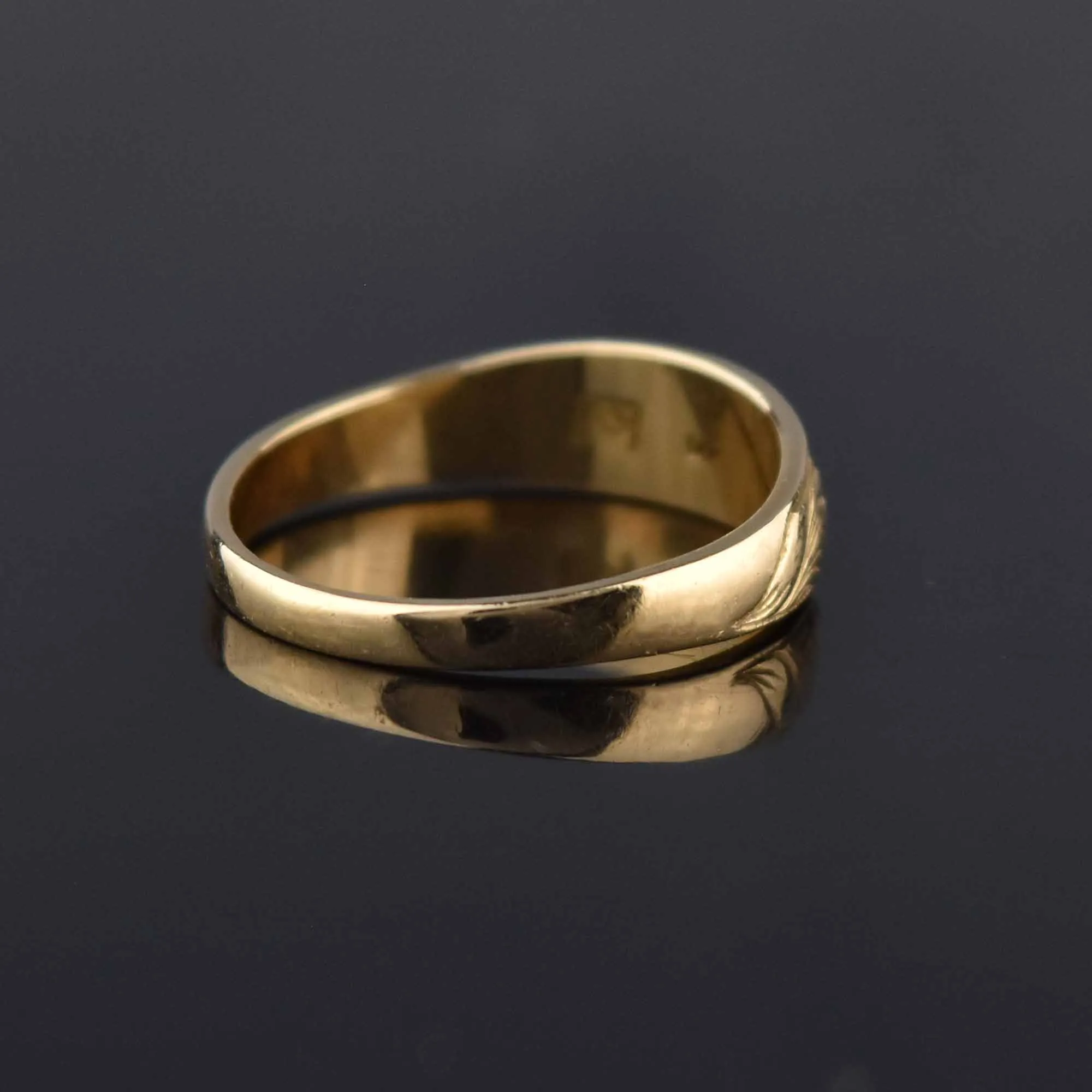 Antique Art Nouveau 14K Gold Wedding Band Ring, Sz 6.75