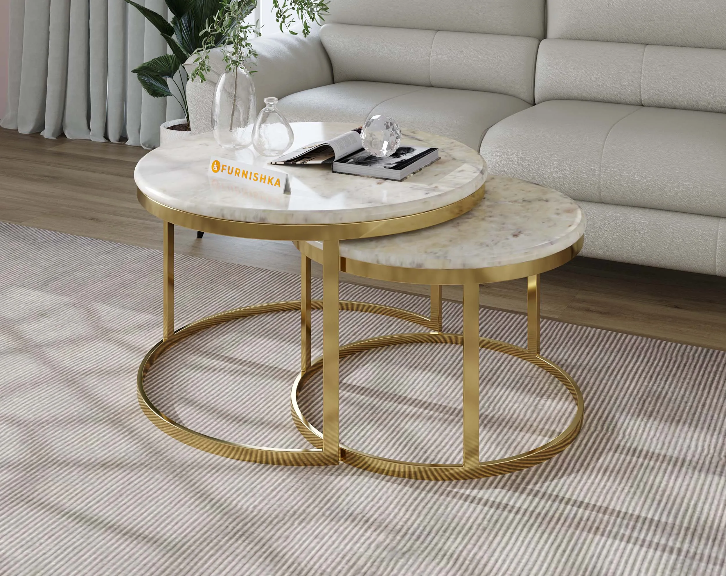 Arcus Nesting Coffee Table with Australian Onyx Top