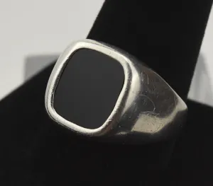 Avon - Vintage Sterling Silver Black Onyx Ring - Size 11.5