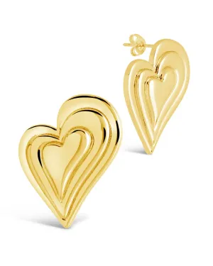 Beating Heart Statement Stud Earrings