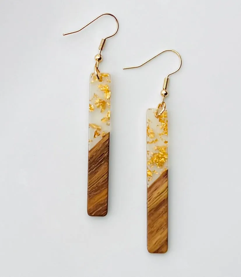 Beautiful Wood and Clear Resin with Gold Flecks Inside