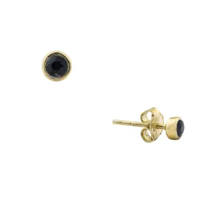 Bezel Stud Earrings, Black Onyx