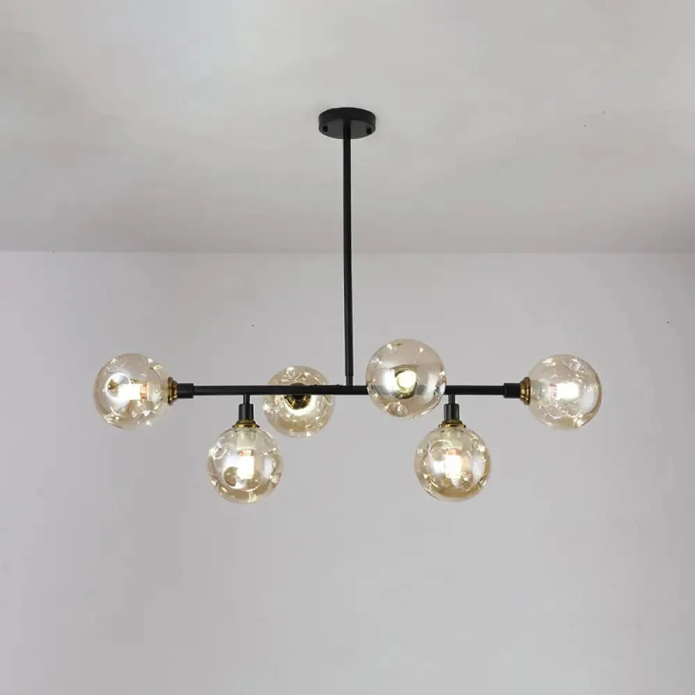 Black Dimpled Glass Ball Pendant Light for Modern Dining Room Island