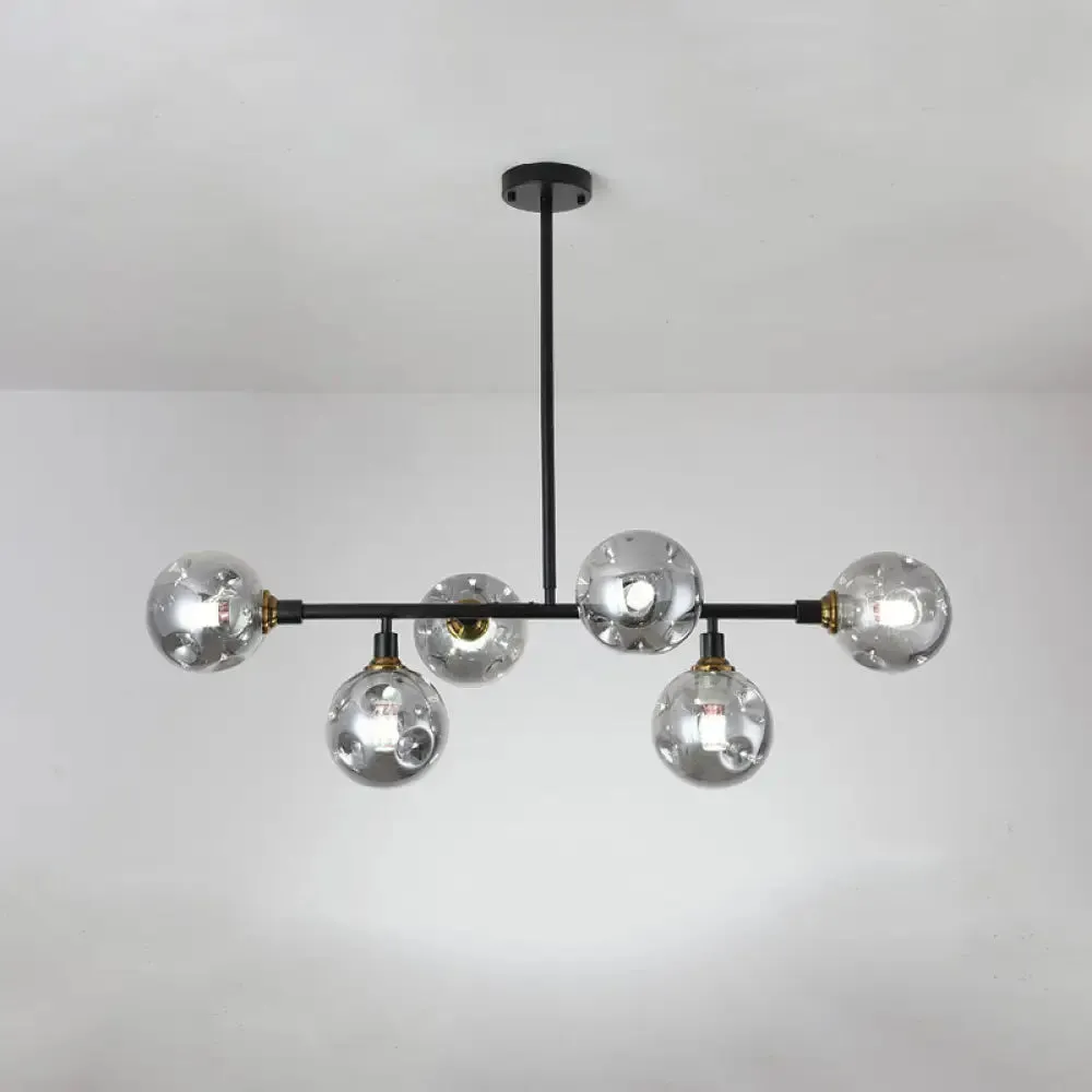 Black Dimpled Glass Ball Pendant Light for Modern Dining Room Island