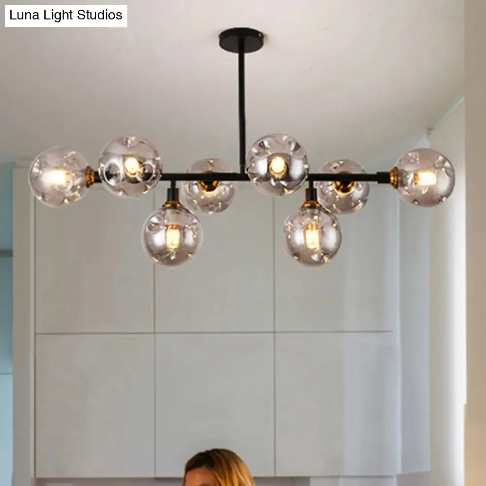 Black Dimpled Glass Ball Pendant Light for Modern Dining Room Island