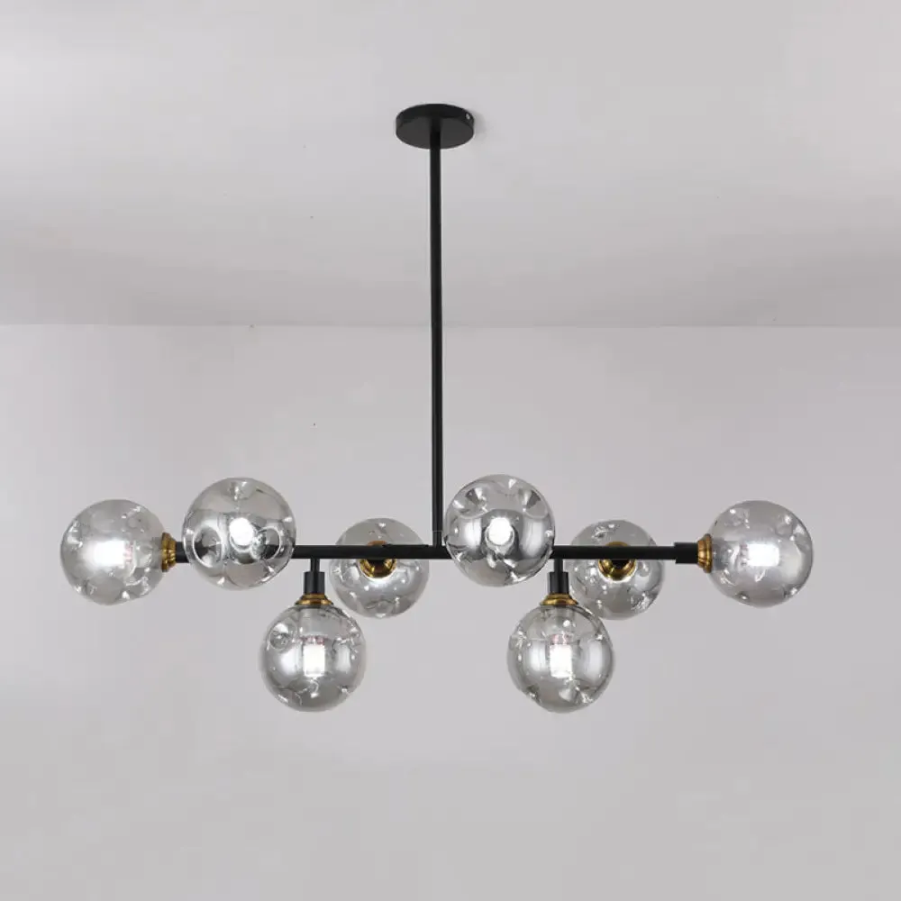 Black Dimpled Glass Ball Pendant Light for Modern Dining Room Island