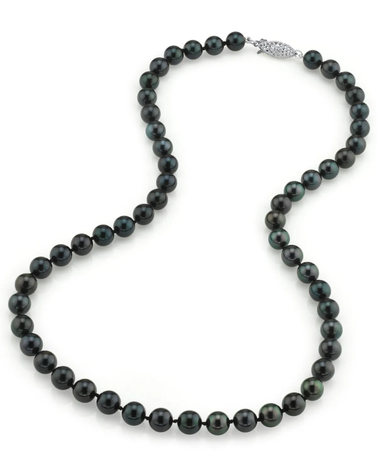 Black Japanese Akoya Pearl Necklace, 7.0-7.5mm - AA  Quality