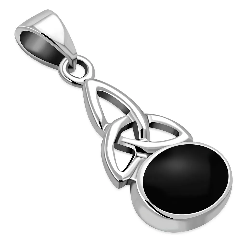 Black Onyx Celtic Trinity Sterling Silver Pendant