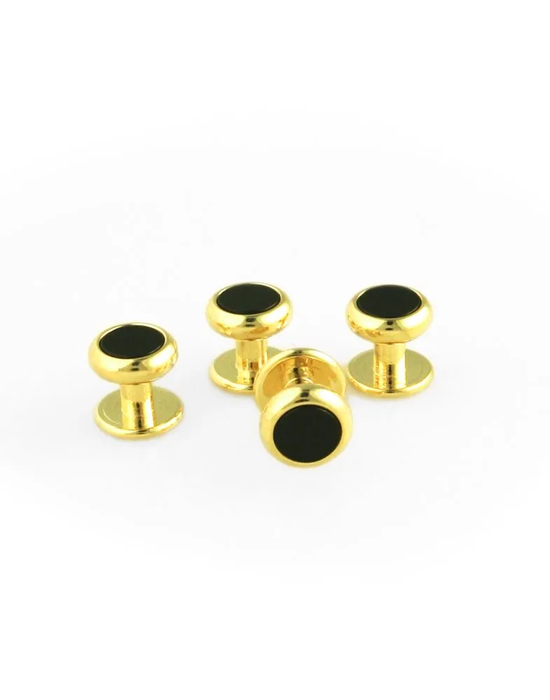 Black Onyx Inset with Gold Setting Studs Set