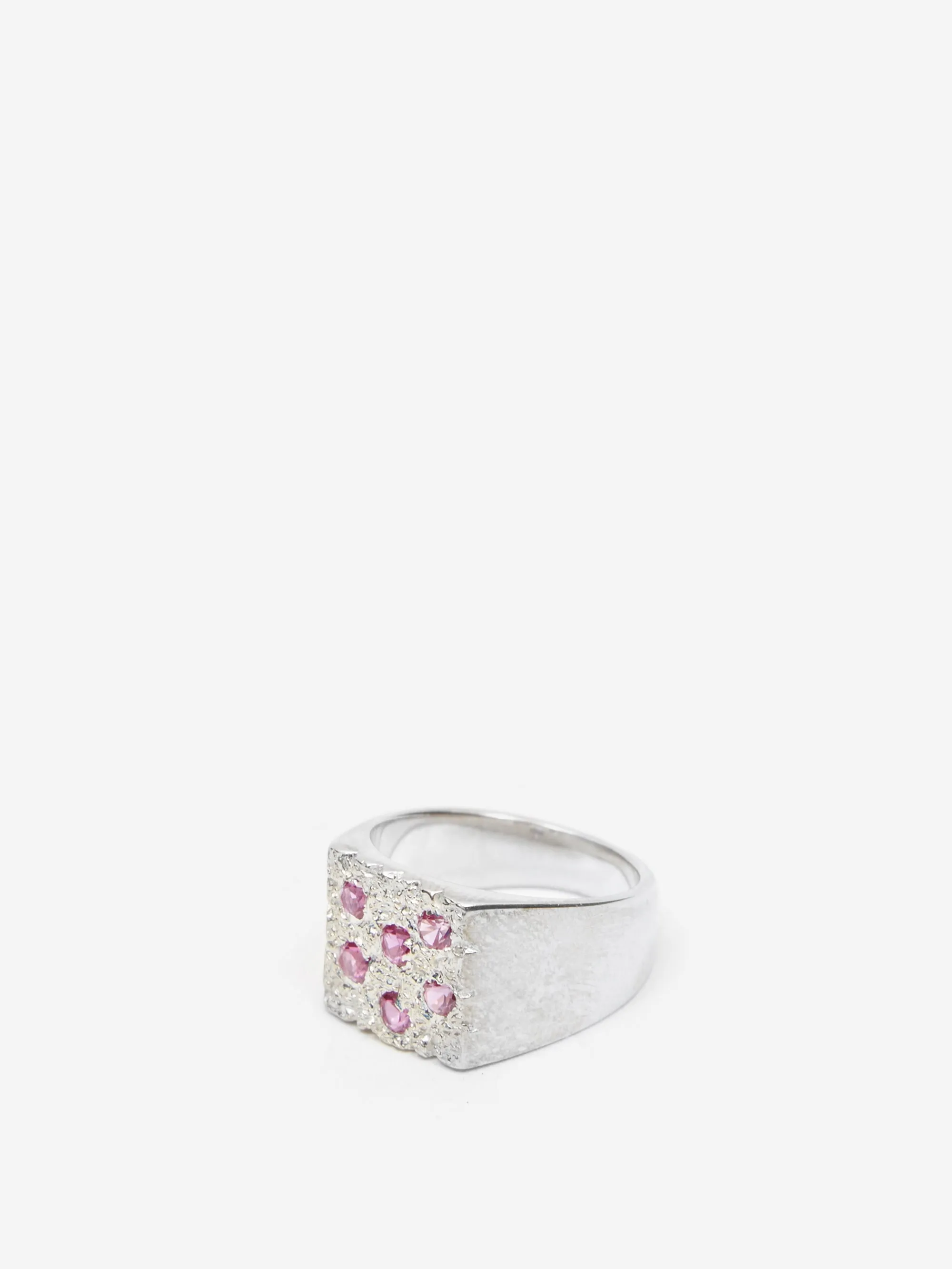 Bleue Burnham Mini Rose Garden Signet Ring - Silver/Pink