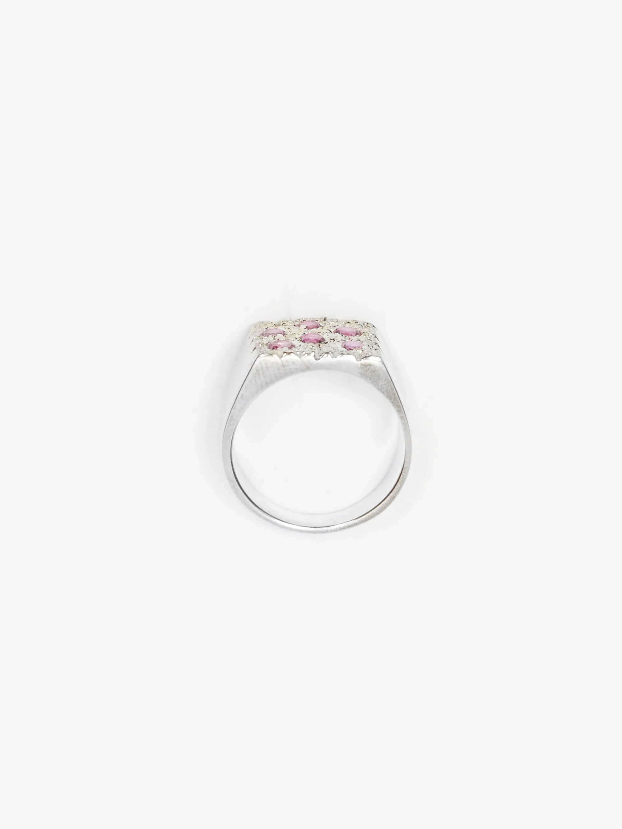 Bleue Burnham Mini Rose Garden Signet Ring - Silver/Pink