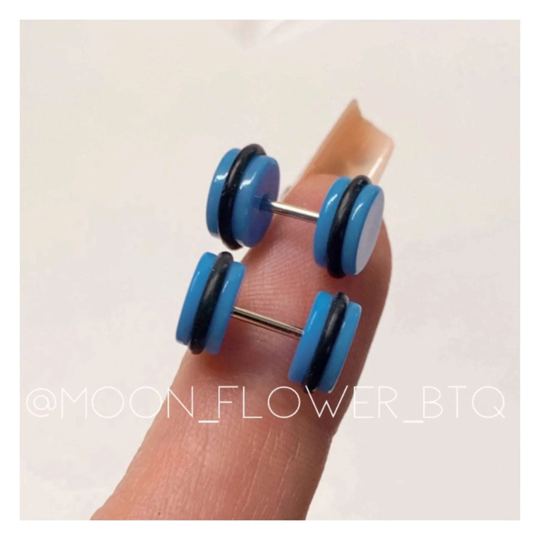 Blue Acrylic Flat Barbell Earrings