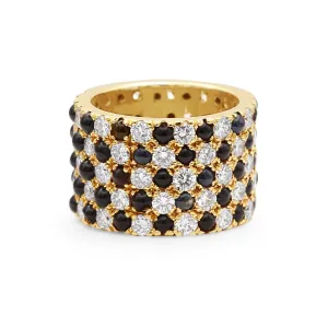 Boodles Onyx & Diamond Lattice Design Ring - 18ct Yellow Gold