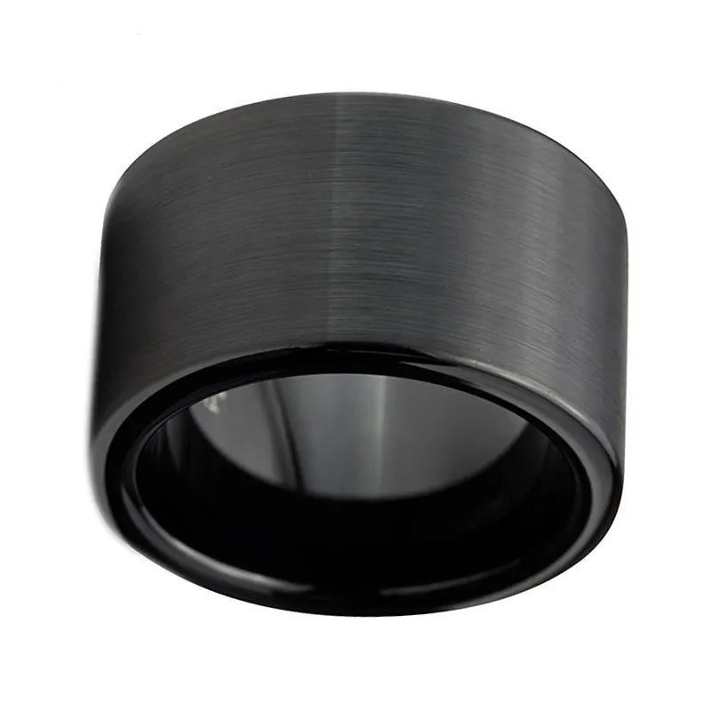 Brushed Ultra-Wide Onyx Black Tungsten Ring