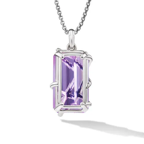 Cable Wrap Amulet in Sterling Silver with Lavender Amethyst and Diamonds, 32mm