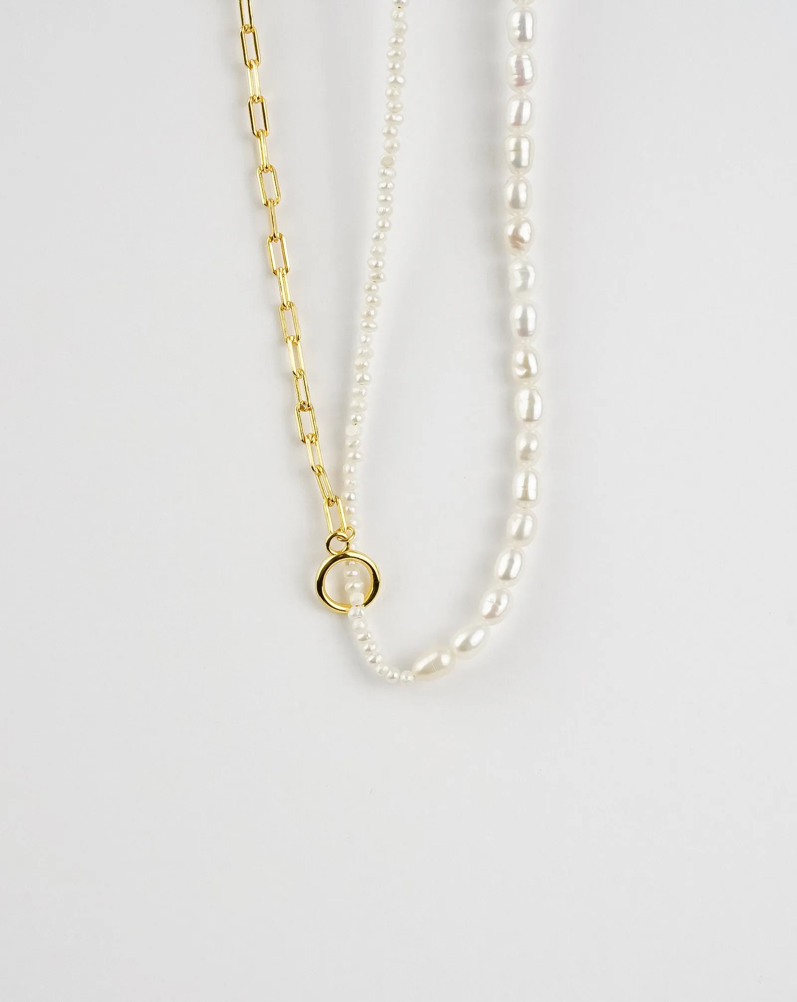 Chain Link Pearl Necklace