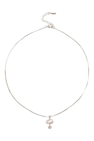 Chan Luu Silver Hilo Necklace in White Pearl