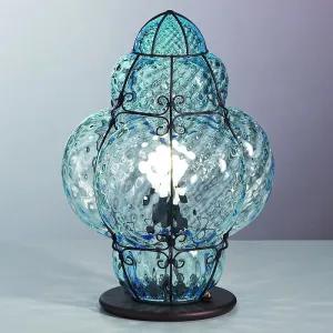 Classic Venetian Baloton Glass Table Lamp  In Clear, Aqua, Or Amber Glass Finishes