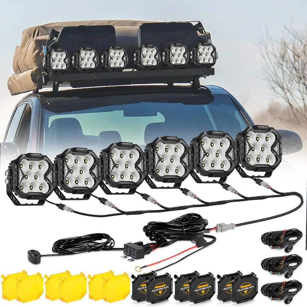 CUBE-Z Series 4 Inch Flood LED Pod Lights Off Road Lights with White DRL & Amber Turn Signal Lights