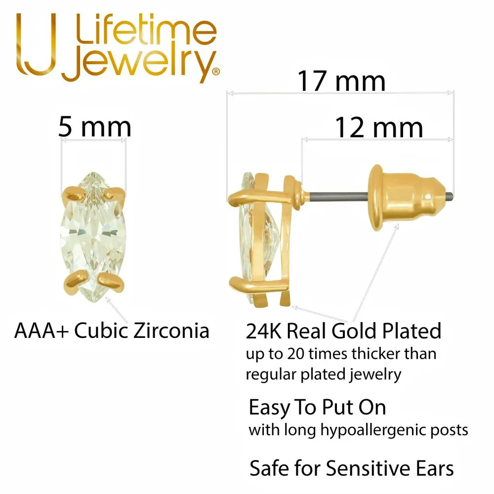 Cubic Zirconia Marquise Stud Earrings