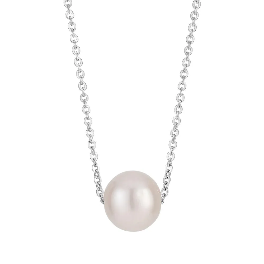 Cultured freshwater pearl necklace in sterling silver