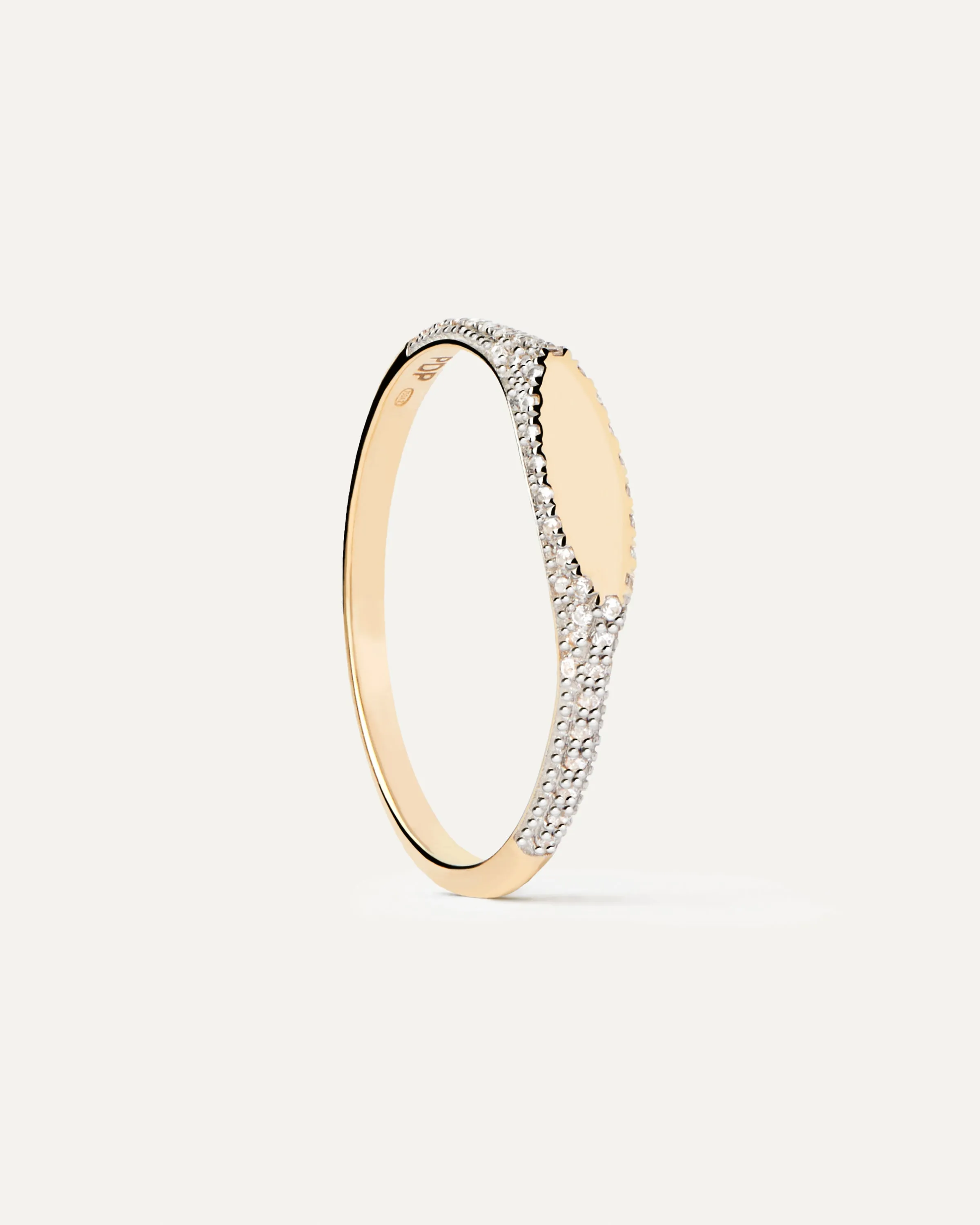 Diamonds and Gold Tess Stamp Ring