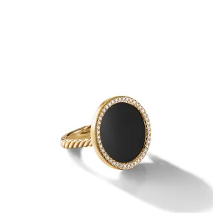 DY Elements Ring in 18K Yellow Gold with Black Onyx and Pave Diamonds