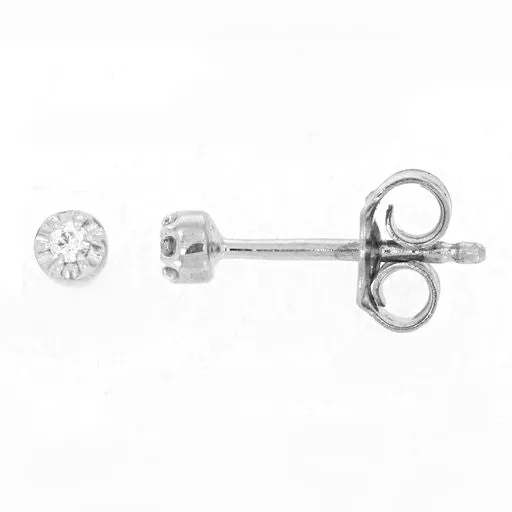 Ella Stein Silver Diamond Petite Stud Earrings (SI2393)