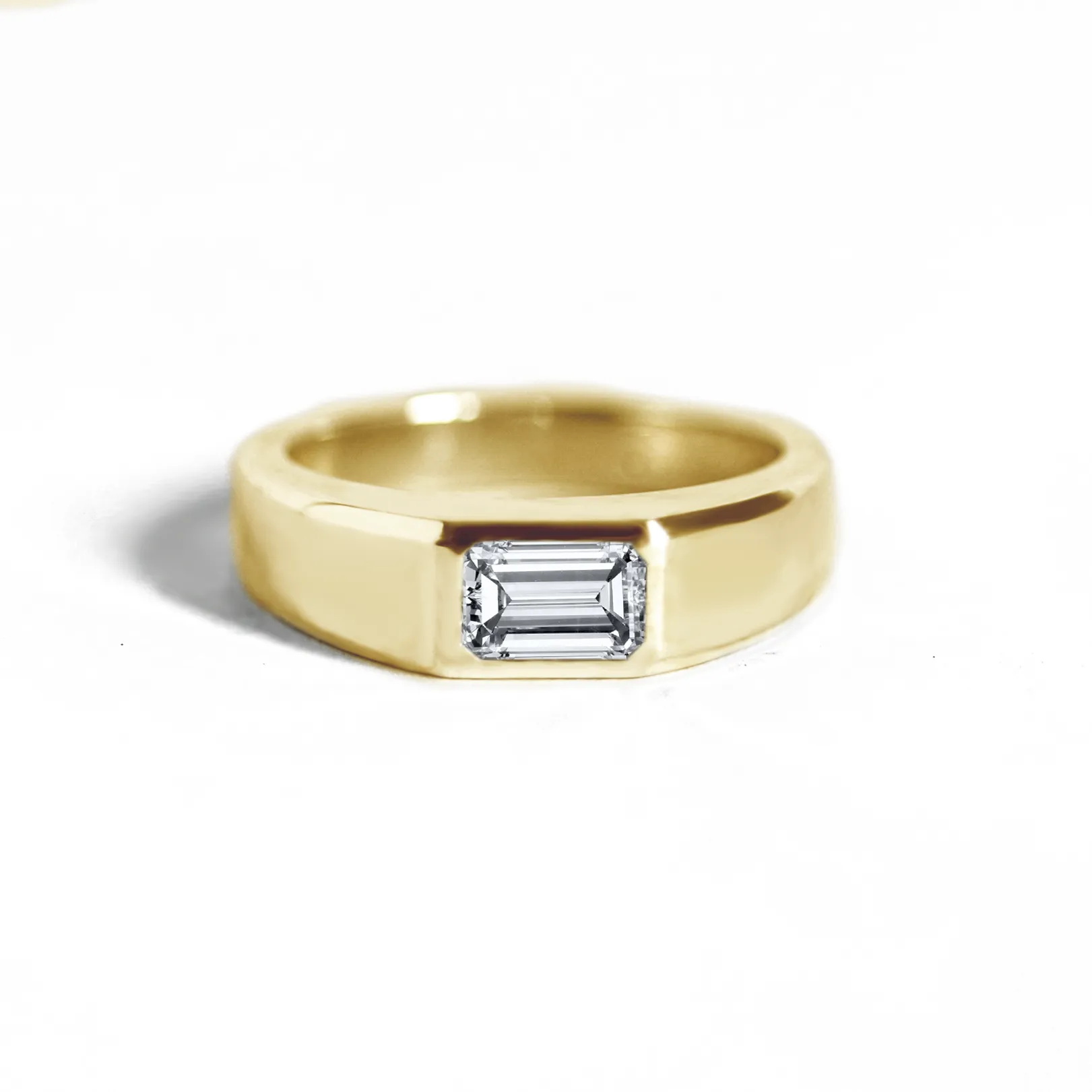 Emerald-Cut Moissanite Signet Ring