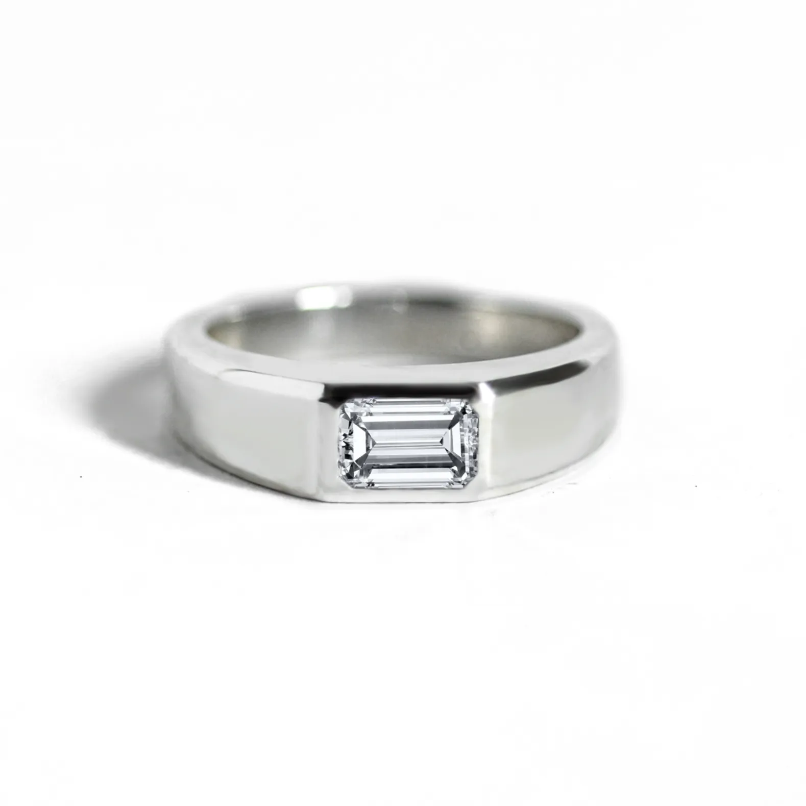 Emerald-Cut Moissanite Signet Ring