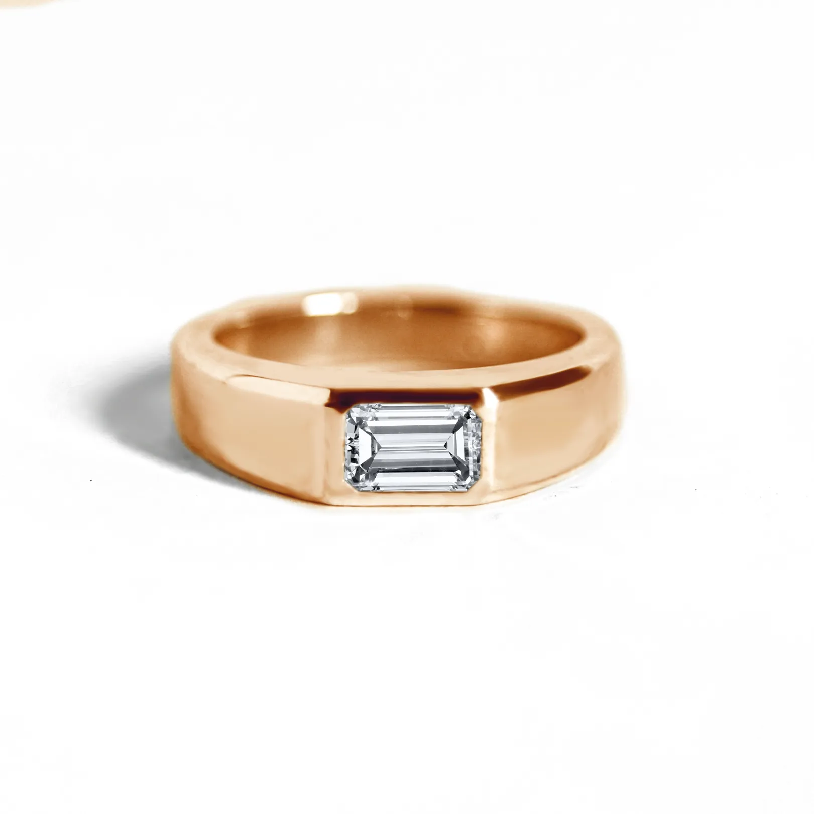 Emerald-Cut Moissanite Signet Ring