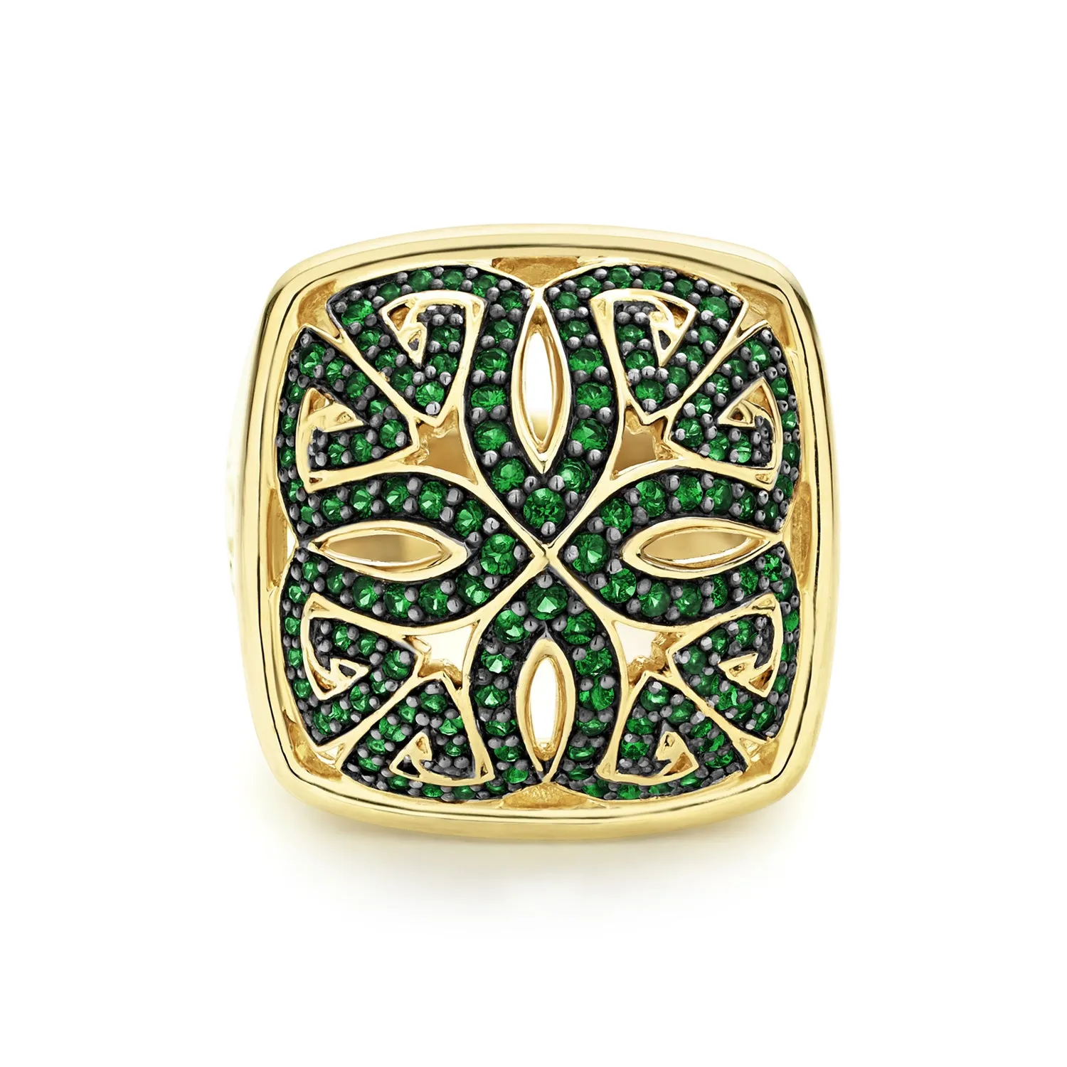 Empress Pavé Ring Large - 18K Gold Vermeil   CZ Vert