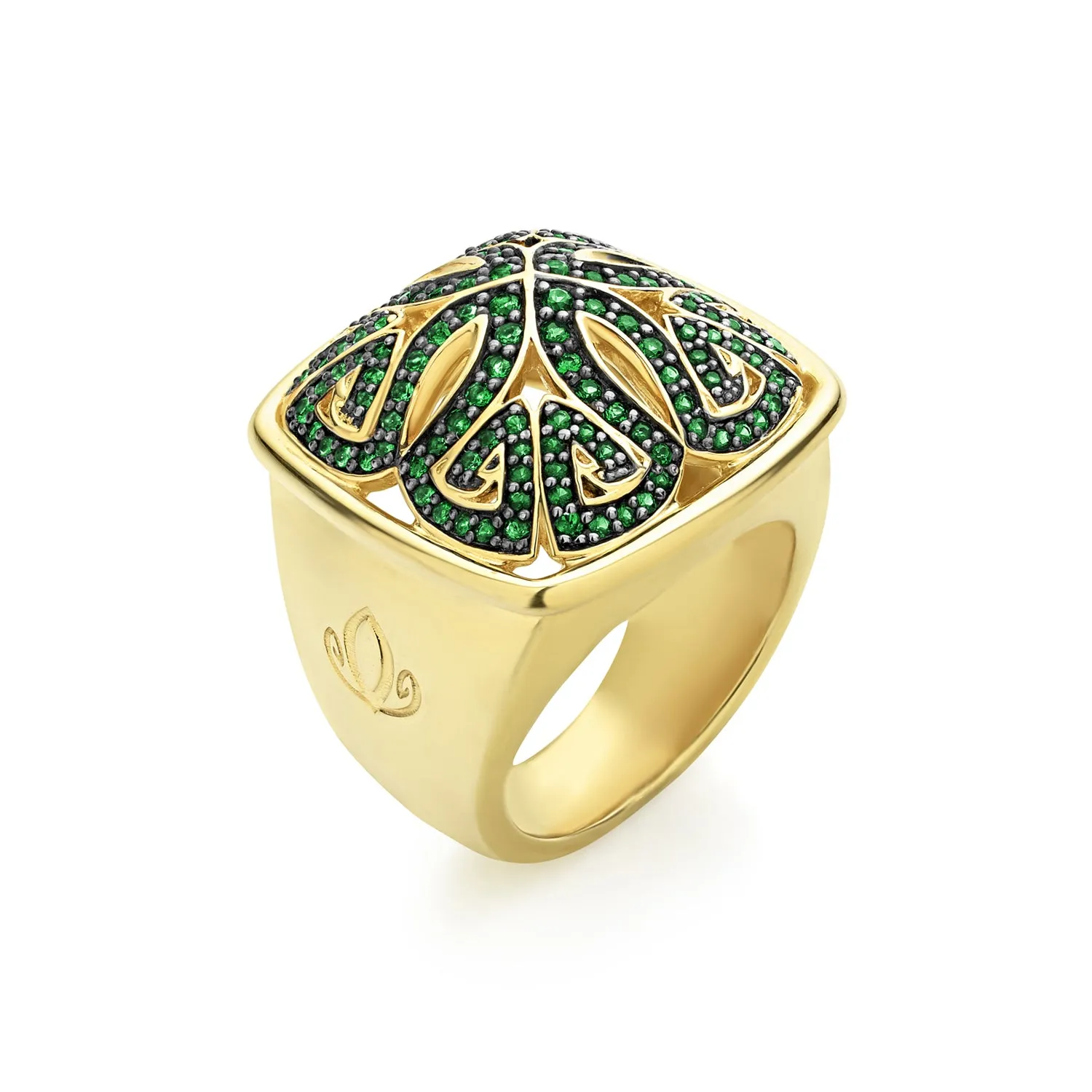 Empress Pavé Ring Large - 18K Gold Vermeil   CZ Vert