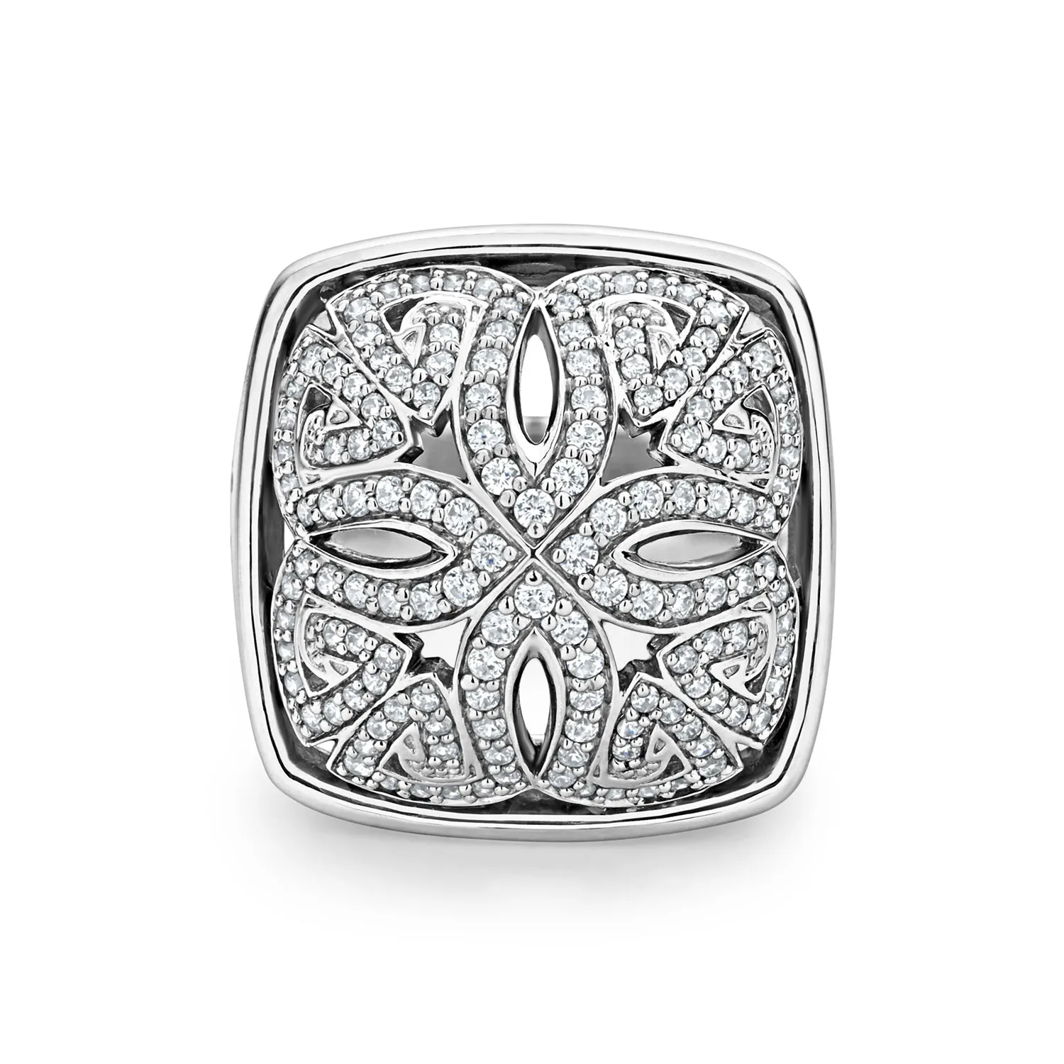 Empress Pavé Ring Large - Sterling Silver   CZ Blanc