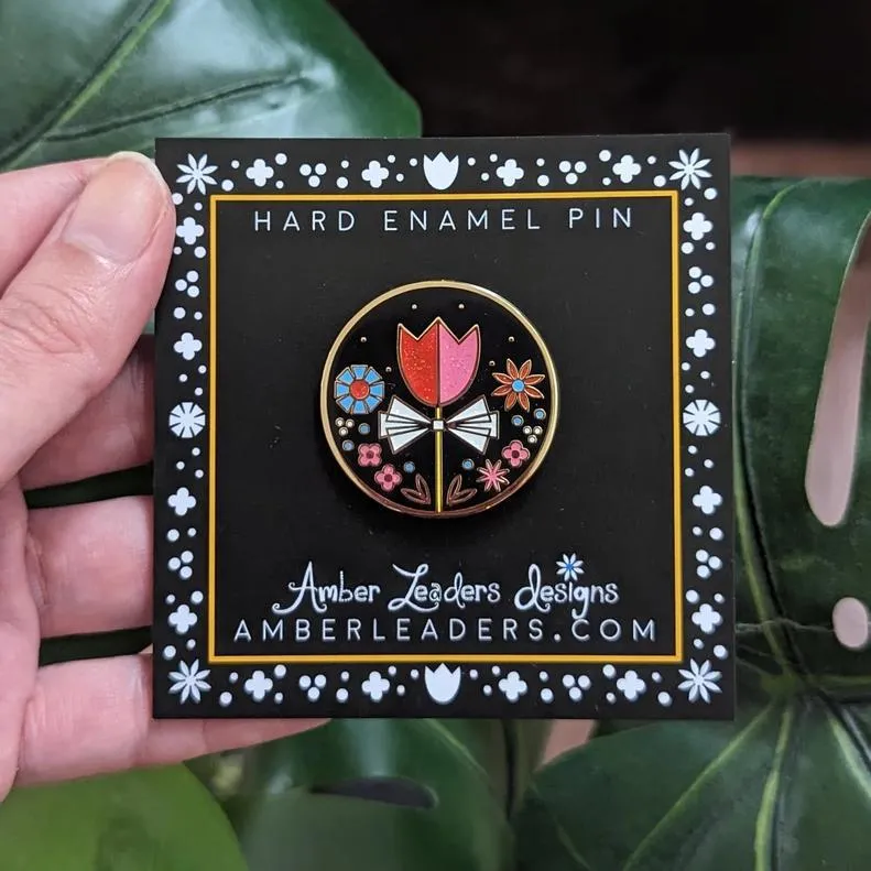 Enamel Pin - Tulip and Flowers by Amber Leaders Designs