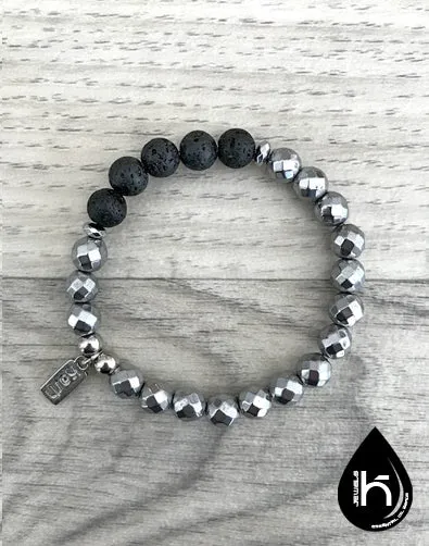 ESSENTIAL OIL DIFFUSER BRACELET - SILVER HEMATITE