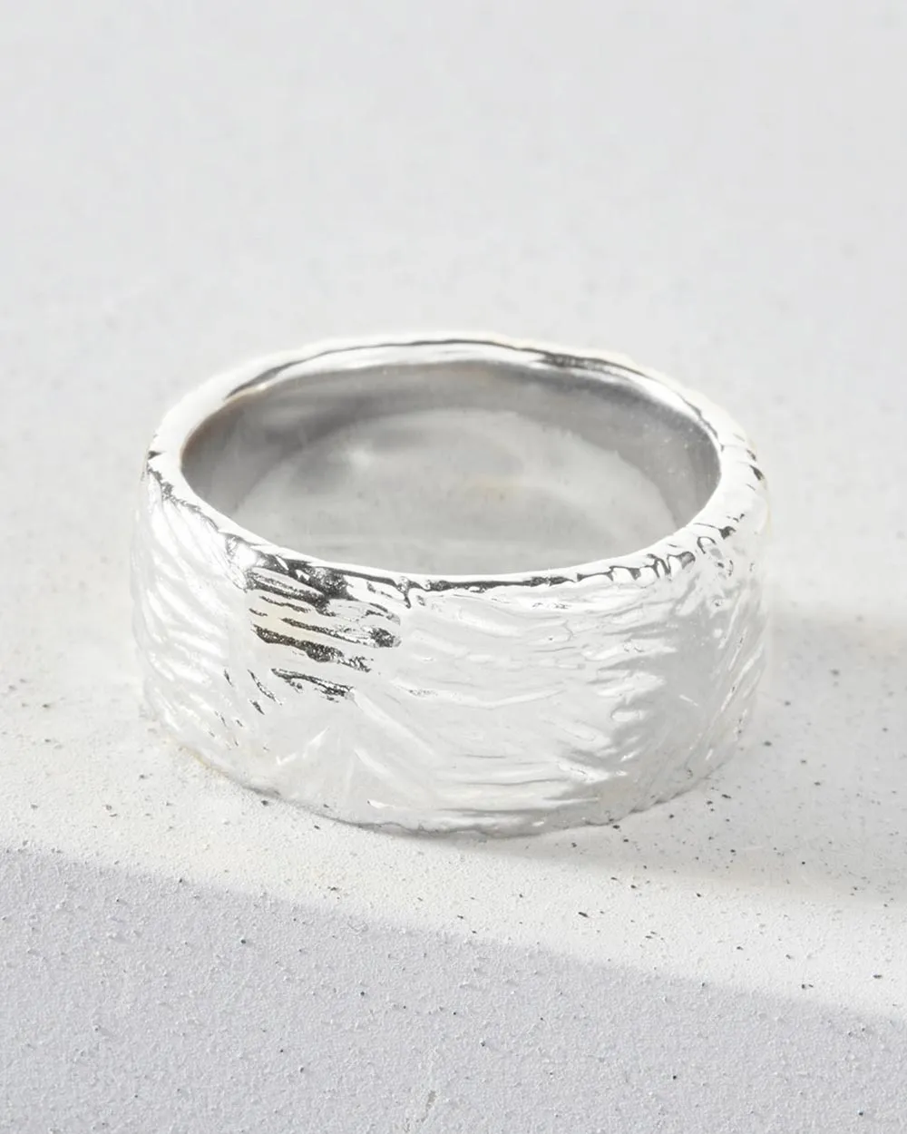 Etched Wide Band Ring