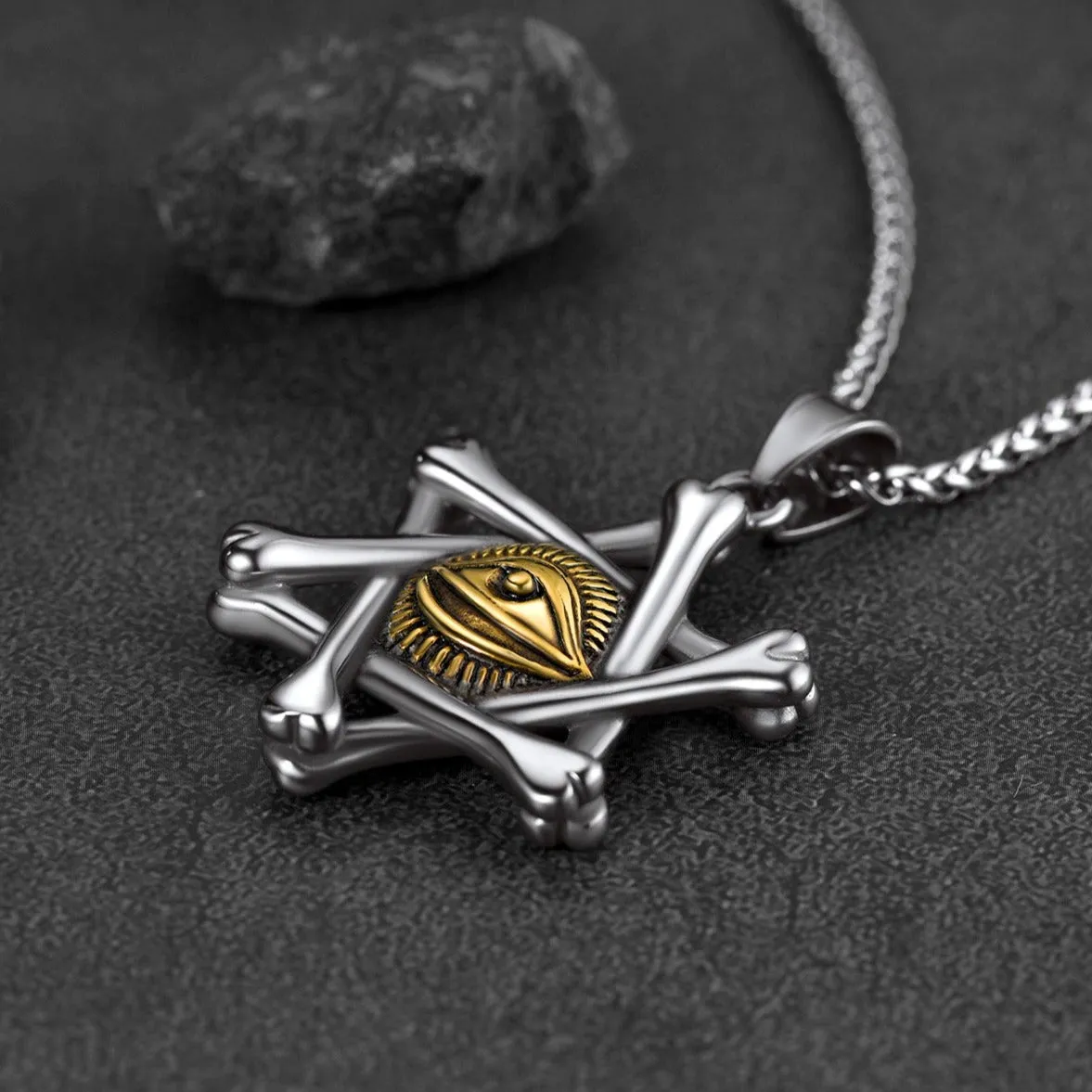 FaithHeart Vintage Star of David Necklace with Eye of God for Men