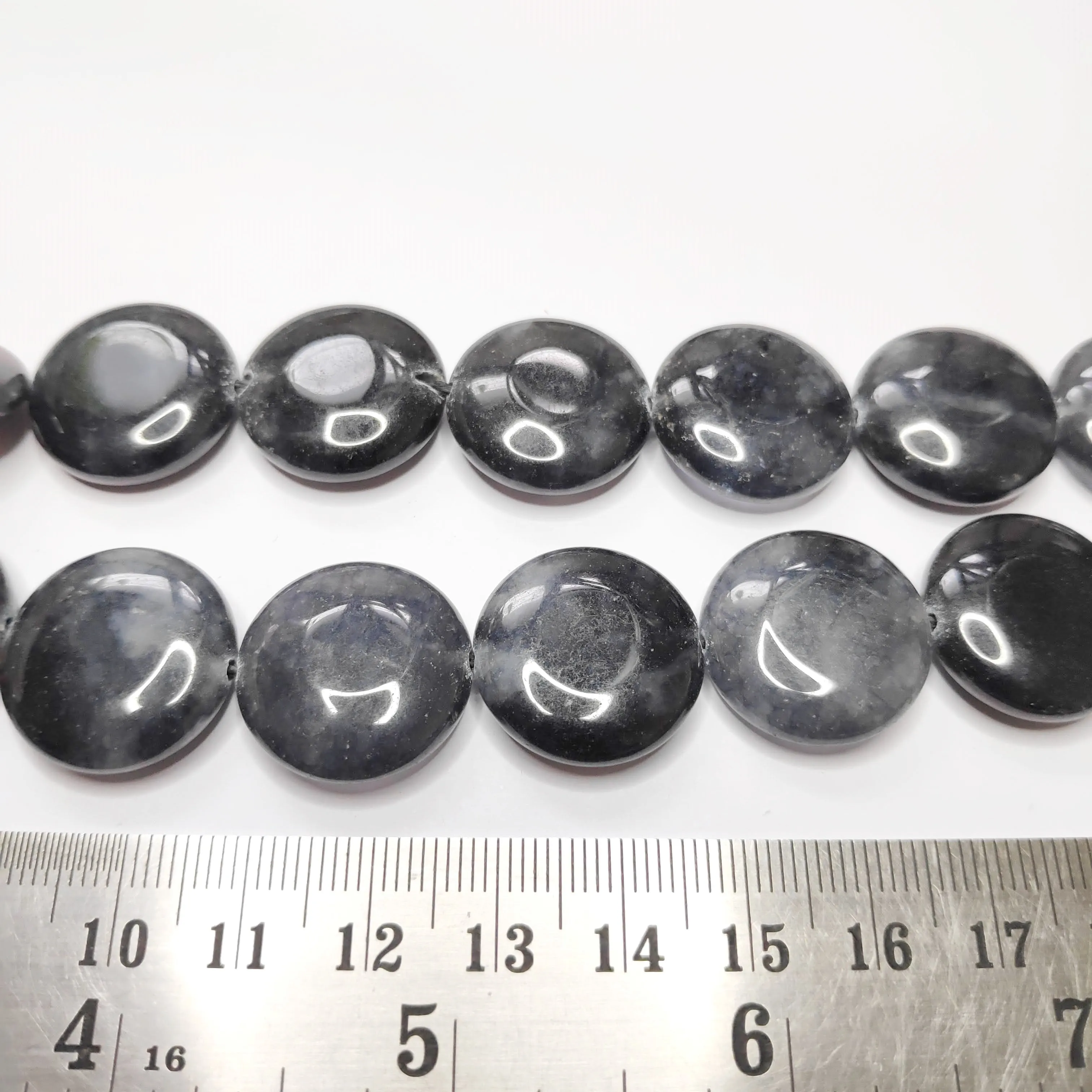 Flat round Onyx beads Natural gemstone OXB05