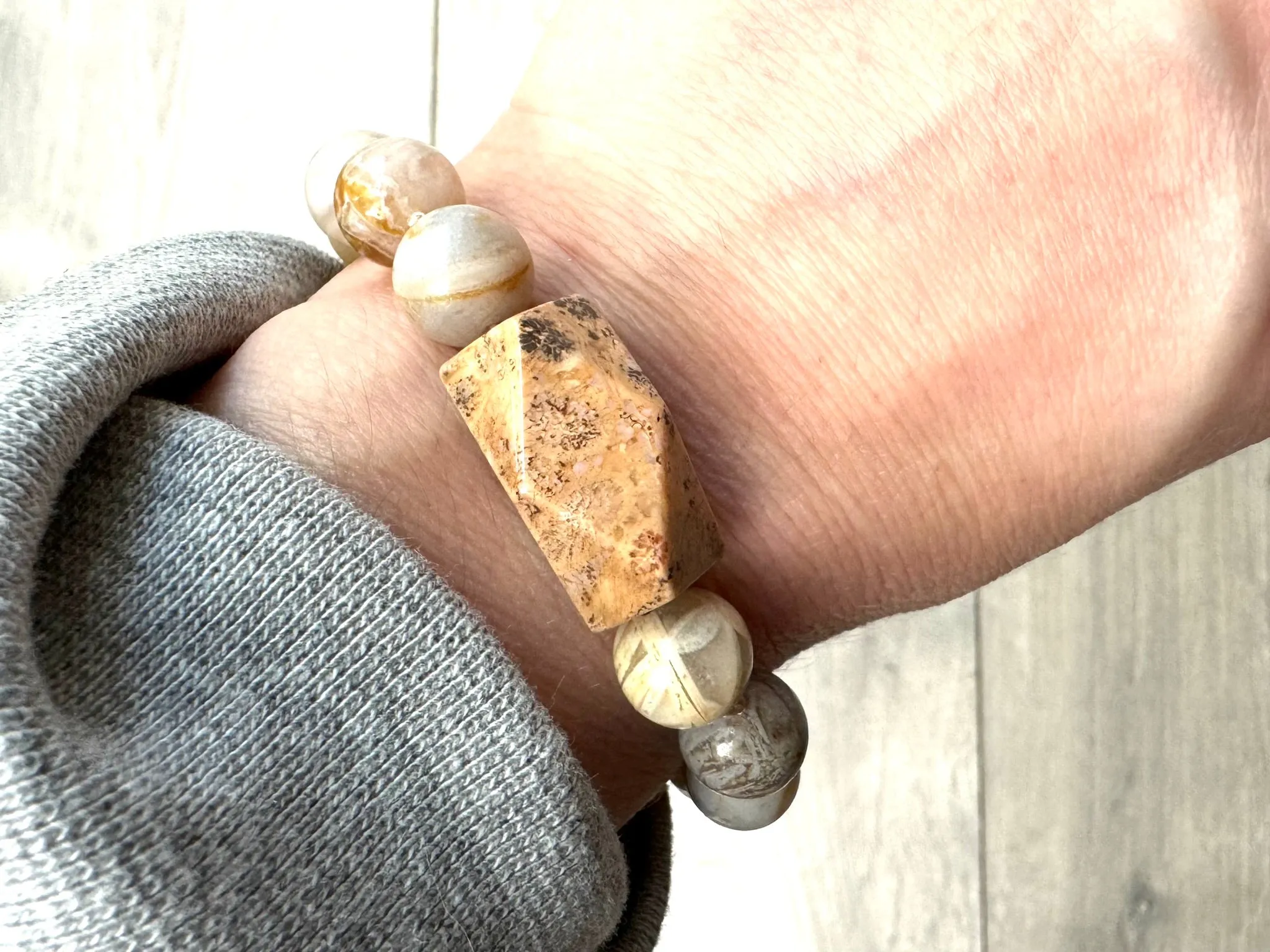 Fossil Coral Gemstone Bracelet